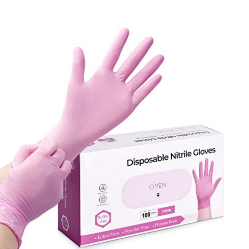 Garden Gloves - Розовые нитриловые одноразовые перчатки для уборки